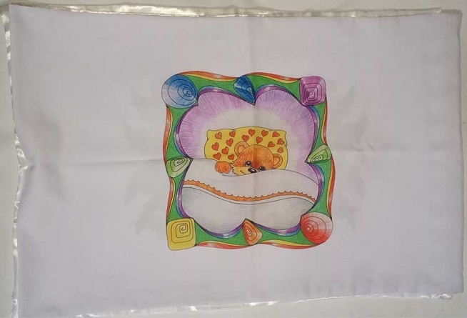 Наволочка с энергоинформационными рисунками Мишка Тюрина А.А  фото примера на ткани габардин