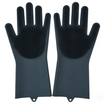 Силиконовые перчатки для мытья посуды Magic Glove черные фото