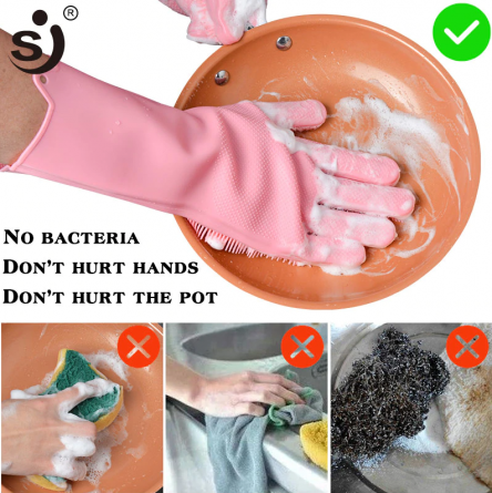 Силиконовые перчатки для мытья посуды Magic Glove моют все фото