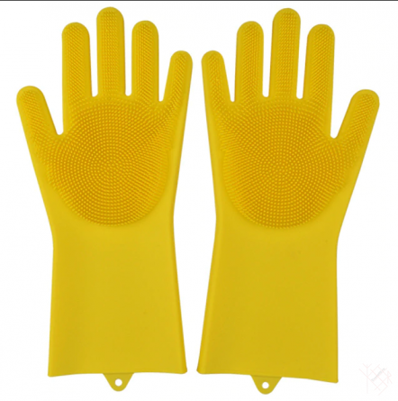 Силиконовые перчатки для мытья посуды Magic Glove желтые фото