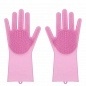 Силиконовые перчатки для мытья посуды Magic Glove Розовые фото